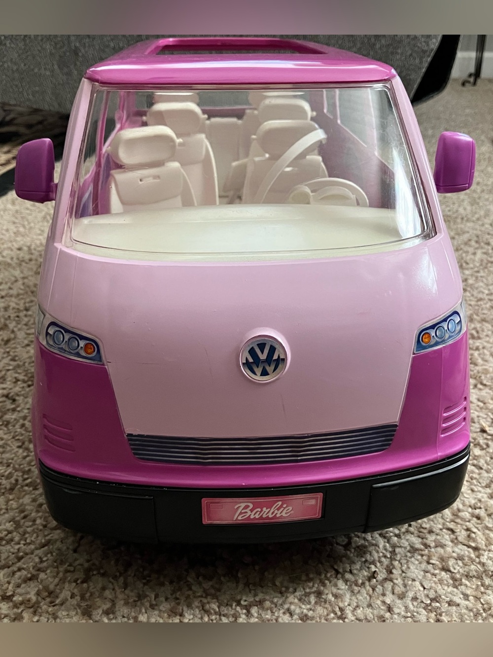 2002 Barbie Volkswagen VW Microbus Pink Van Mattel Horn Works Pre Owned As-Is
